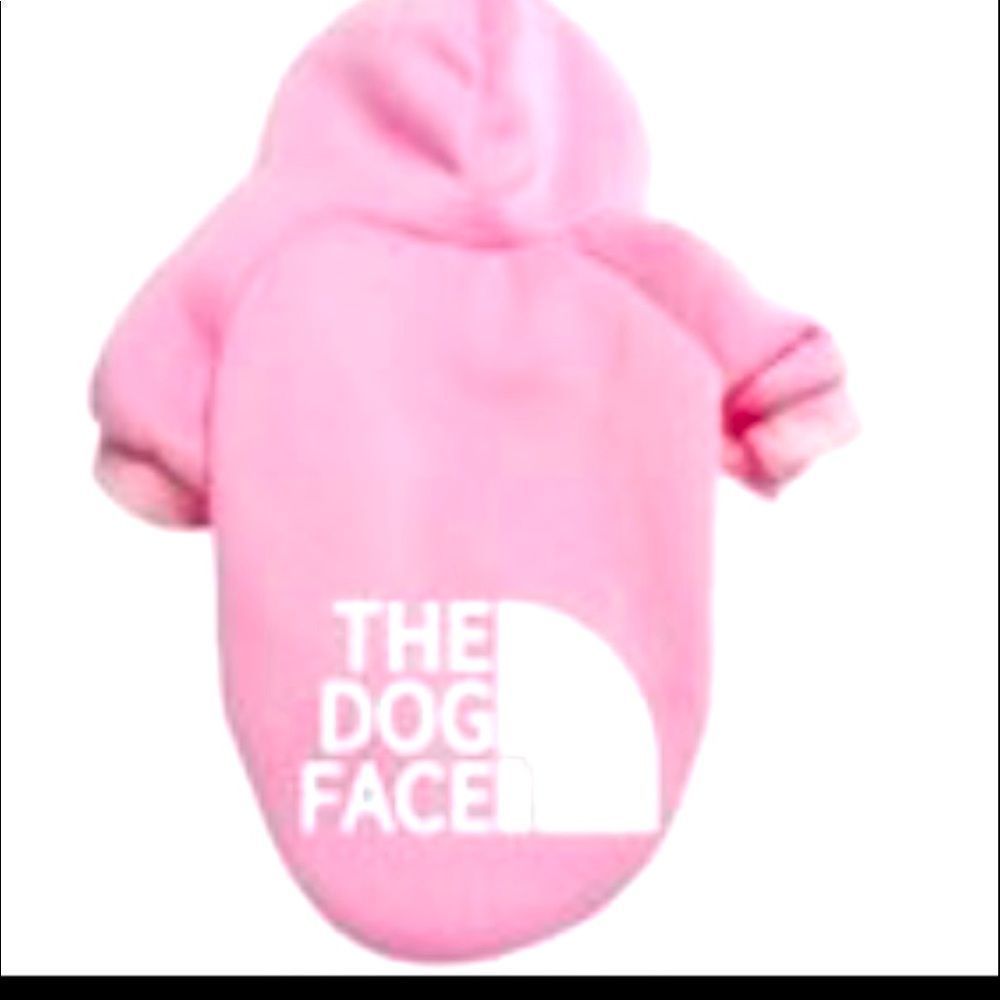 Dog face pink hoddie gold letters